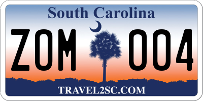 SC license plate ZOM004