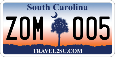 SC license plate ZOM005