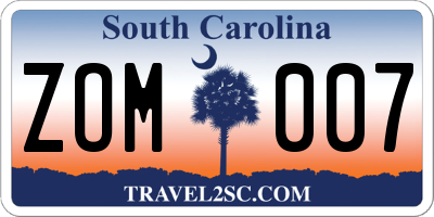 SC license plate ZOM007