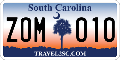 SC license plate ZOM010