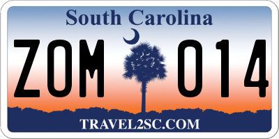 SC license plate ZOM014