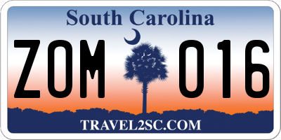 SC license plate ZOM016