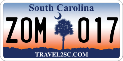 SC license plate ZOM017