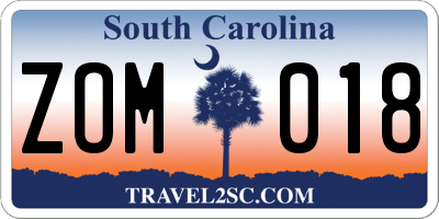 SC license plate ZOM018