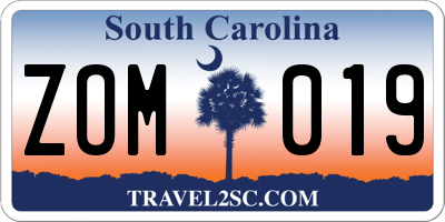SC license plate ZOM019