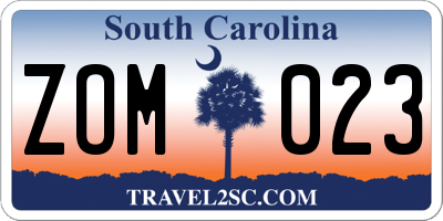 SC license plate ZOM023