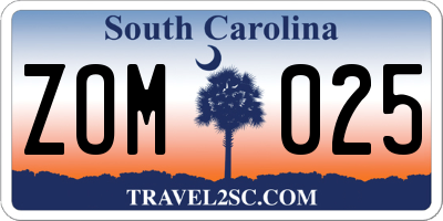 SC license plate ZOM025