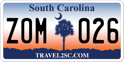 SC license plate ZOM026