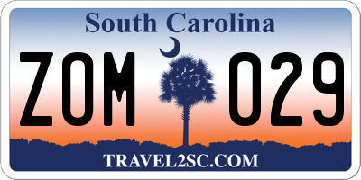 SC license plate ZOM029