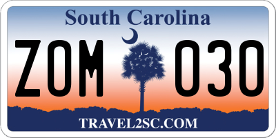 SC license plate ZOM030