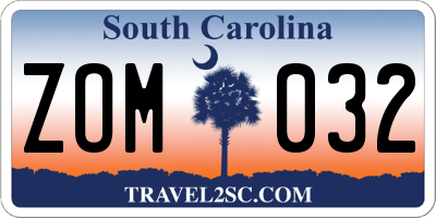 SC license plate ZOM032