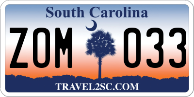SC license plate ZOM033