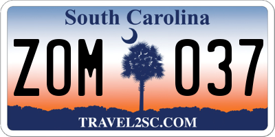 SC license plate ZOM037