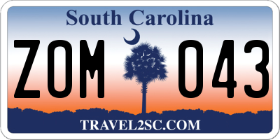 SC license plate ZOM043