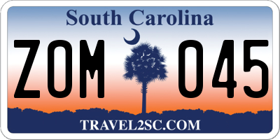 SC license plate ZOM045