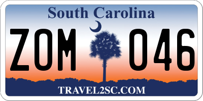 SC license plate ZOM046