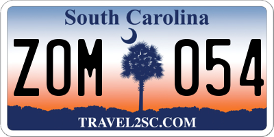 SC license plate ZOM054