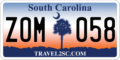 SC license plate ZOM058