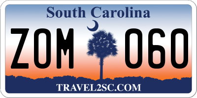 SC license plate ZOM060
