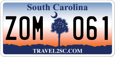 SC license plate ZOM061