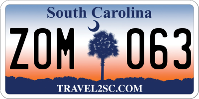 SC license plate ZOM063