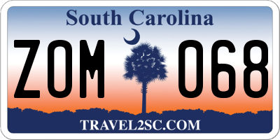 SC license plate ZOM068