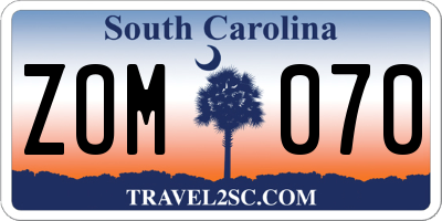 SC license plate ZOM070