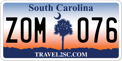 SC license plate ZOM076