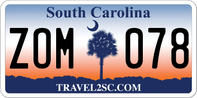 SC license plate ZOM078