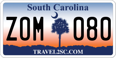 SC license plate ZOM080
