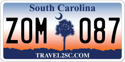 SC license plate ZOM087