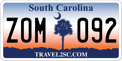 SC license plate ZOM092