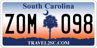 SC license plate ZOM098