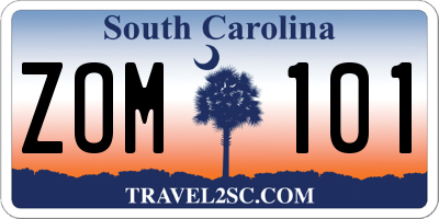 SC license plate ZOM101