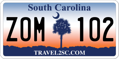 SC license plate ZOM102