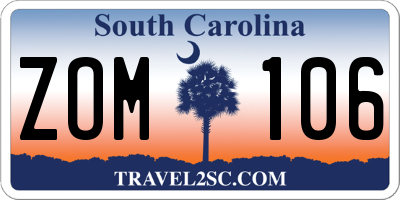 SC license plate ZOM106