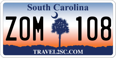 SC license plate ZOM108