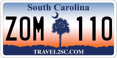 SC license plate ZOM110