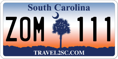 SC license plate ZOM111