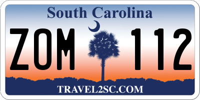 SC license plate ZOM112