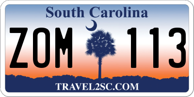 SC license plate ZOM113