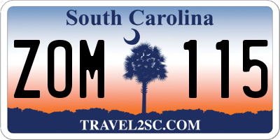 SC license plate ZOM115