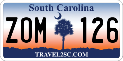 SC license plate ZOM126