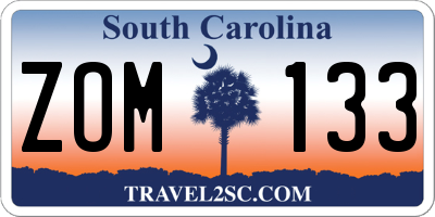 SC license plate ZOM133