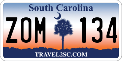 SC license plate ZOM134