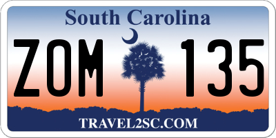 SC license plate ZOM135