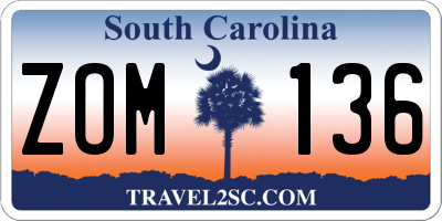 SC license plate ZOM136