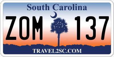 SC license plate ZOM137