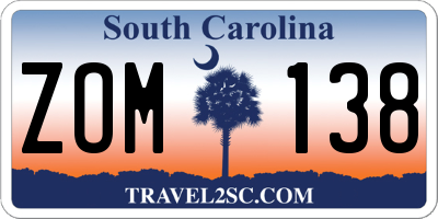 SC license plate ZOM138