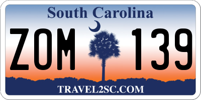 SC license plate ZOM139